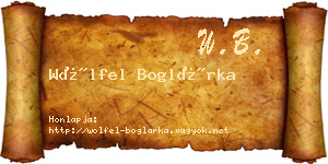 Wölfel Boglárka névjegykártya